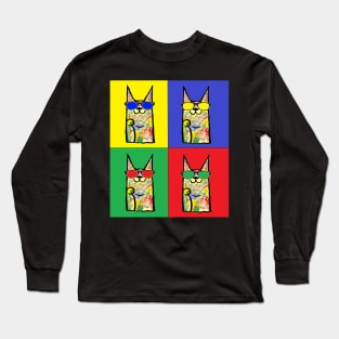 graffiti cat pop art red 34 Long Sleeve T-Shirt